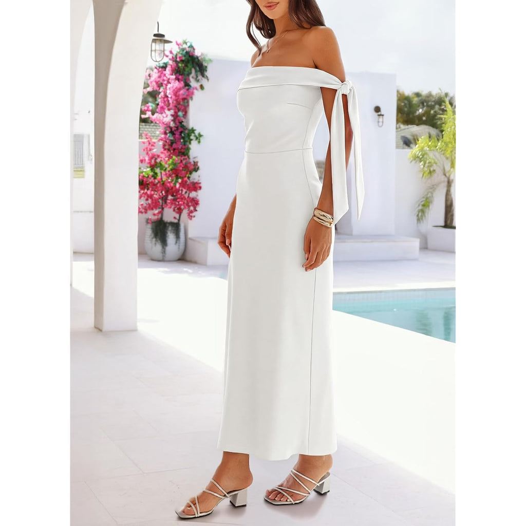 Merokeety Women'S Summer Off The Shoulder Maxi Dress 2026 Bodycon Wedding Guest Cocktail Formal Party Long Dresses