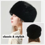 SIQITECHNO Unisex Faux Fur Russian Trapper Hat Furry Cossack Ushanka Style Warm Trooper Hat Winter Hunting Skiing Cap