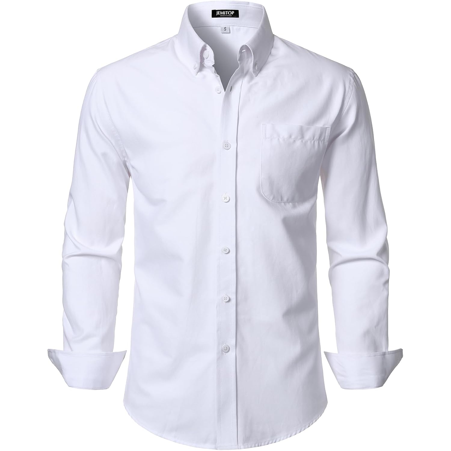 Jemitop Men'S Classic Lightweight Oxford Button Down Collar Shirts Business Casual Long Sleeve Dress Shirt With Pocket