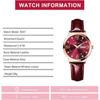 BESTKANG Leather Women Watches Ladies Dress Analog Quartz Date Classic Luminous Leather Strap 3ATM Waterproof Female Wrist Watch