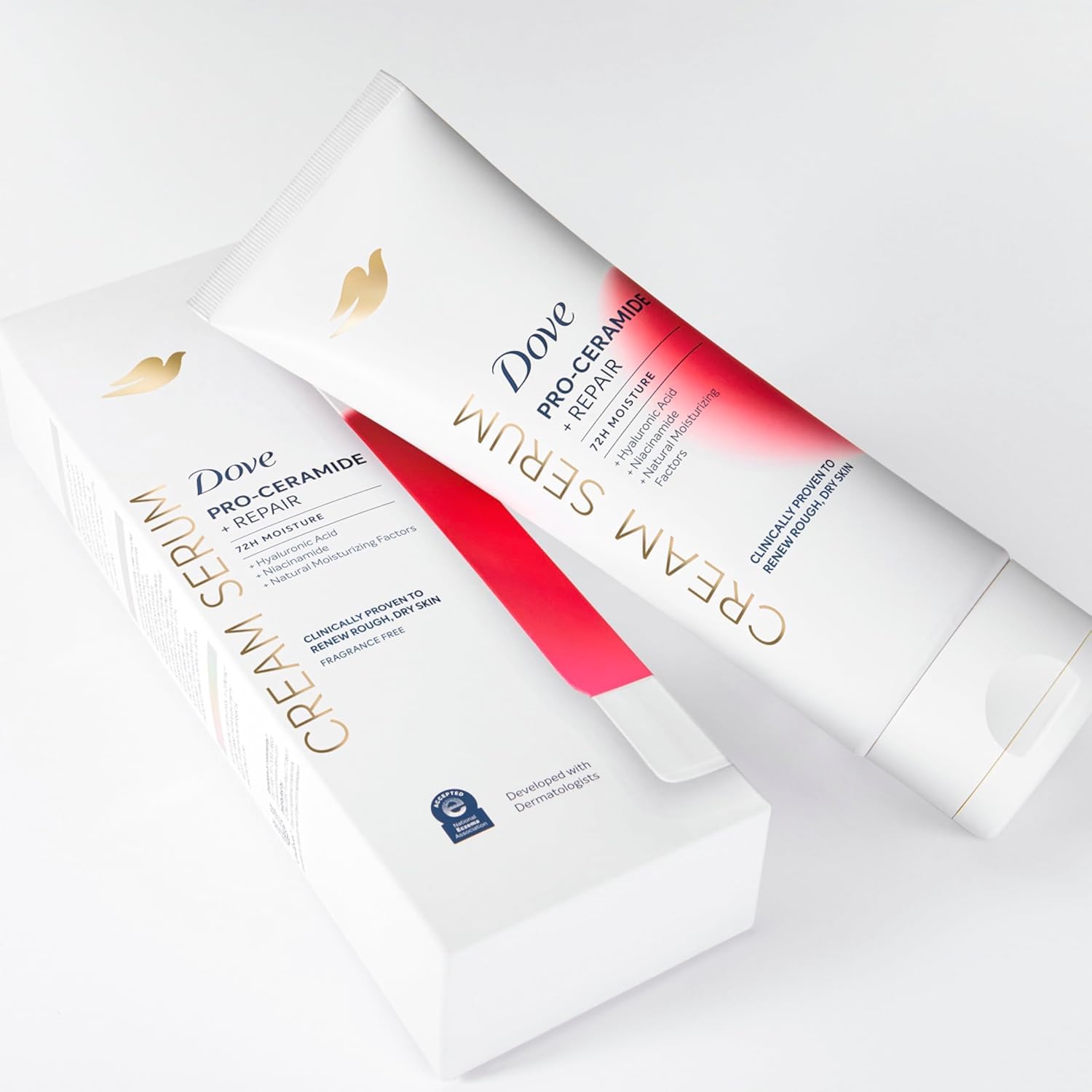 Dove Body Cream Serum Pro-Ceramide + Repair For Rough, Extremely Dry Skin, With Hyaluronic Acid, Niacinamide And Natural Moisturizing Factors Lotion, 8 Oz