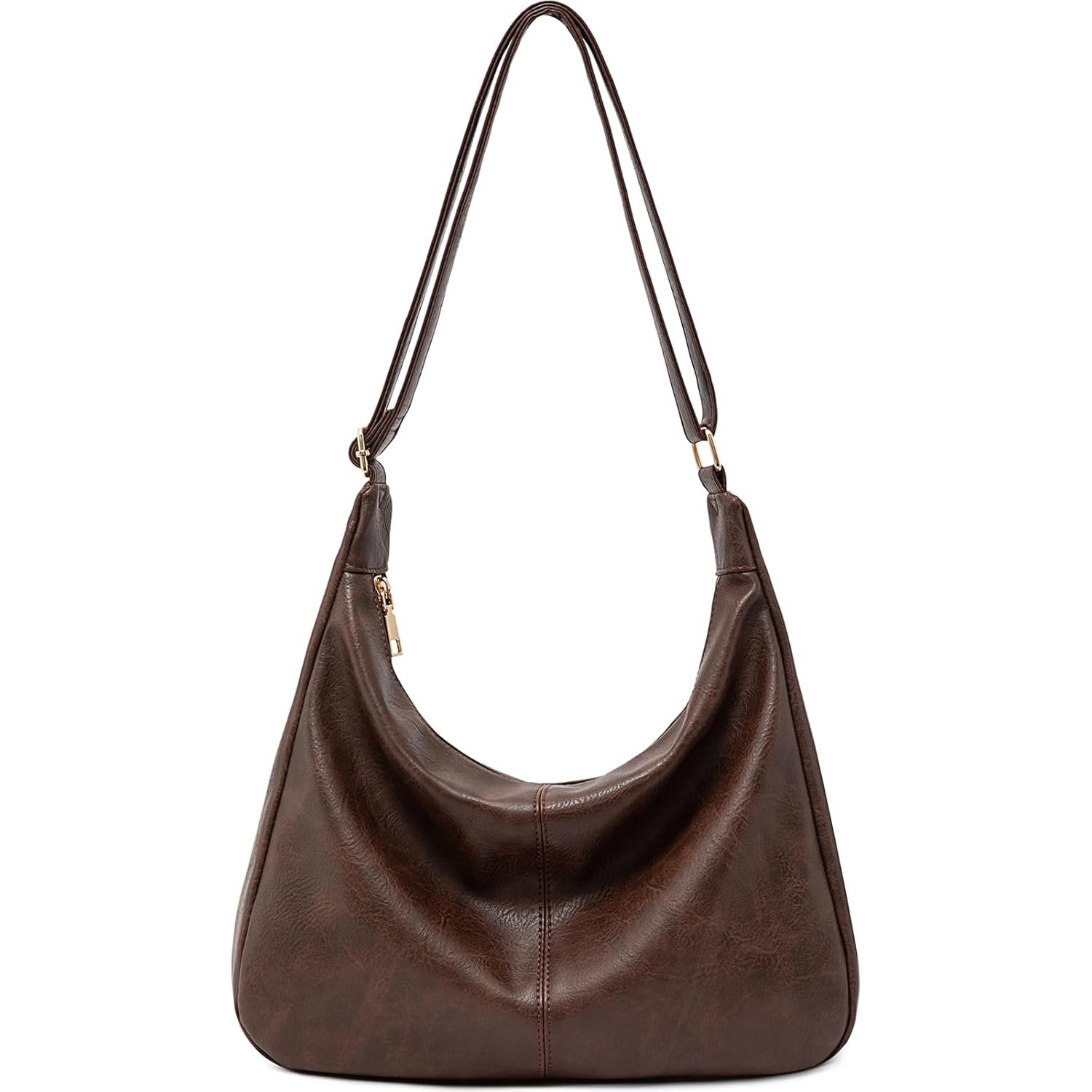 Hobo Bags for Women Foldable Vegan Leather Shoulder Handbag Slouchy Tote Crossbody Purses