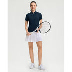 M Maelreg 5-Button Polo Shirts For Women Stretch Dry Fit Performance Lightweight Contrast Collared Golf Shirts Short Sleeve