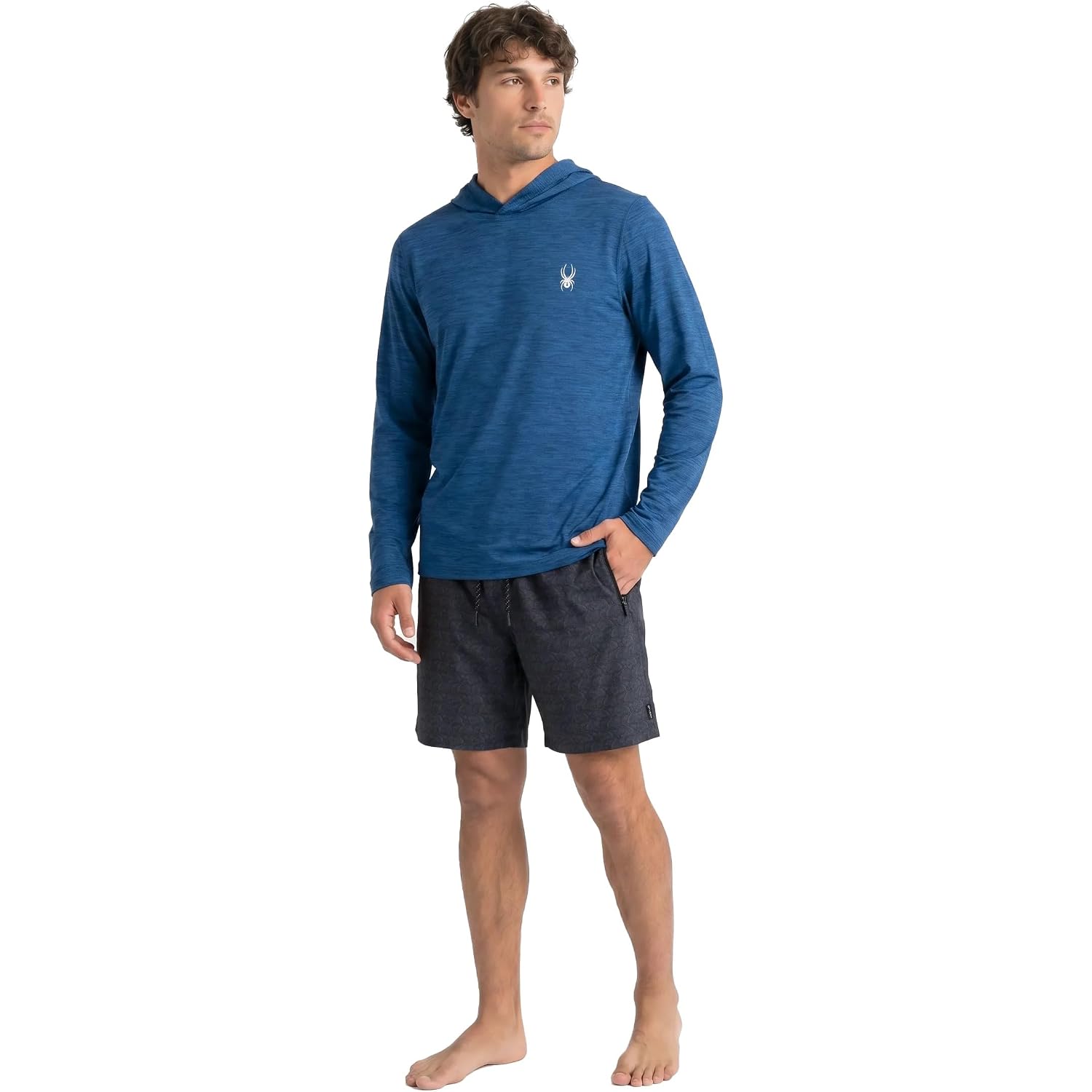 Spyder Men'S Hooded Long Sleeve Rashguard – Upf Sun Protection Quick-Dry Long Sleeve Swim Shirt