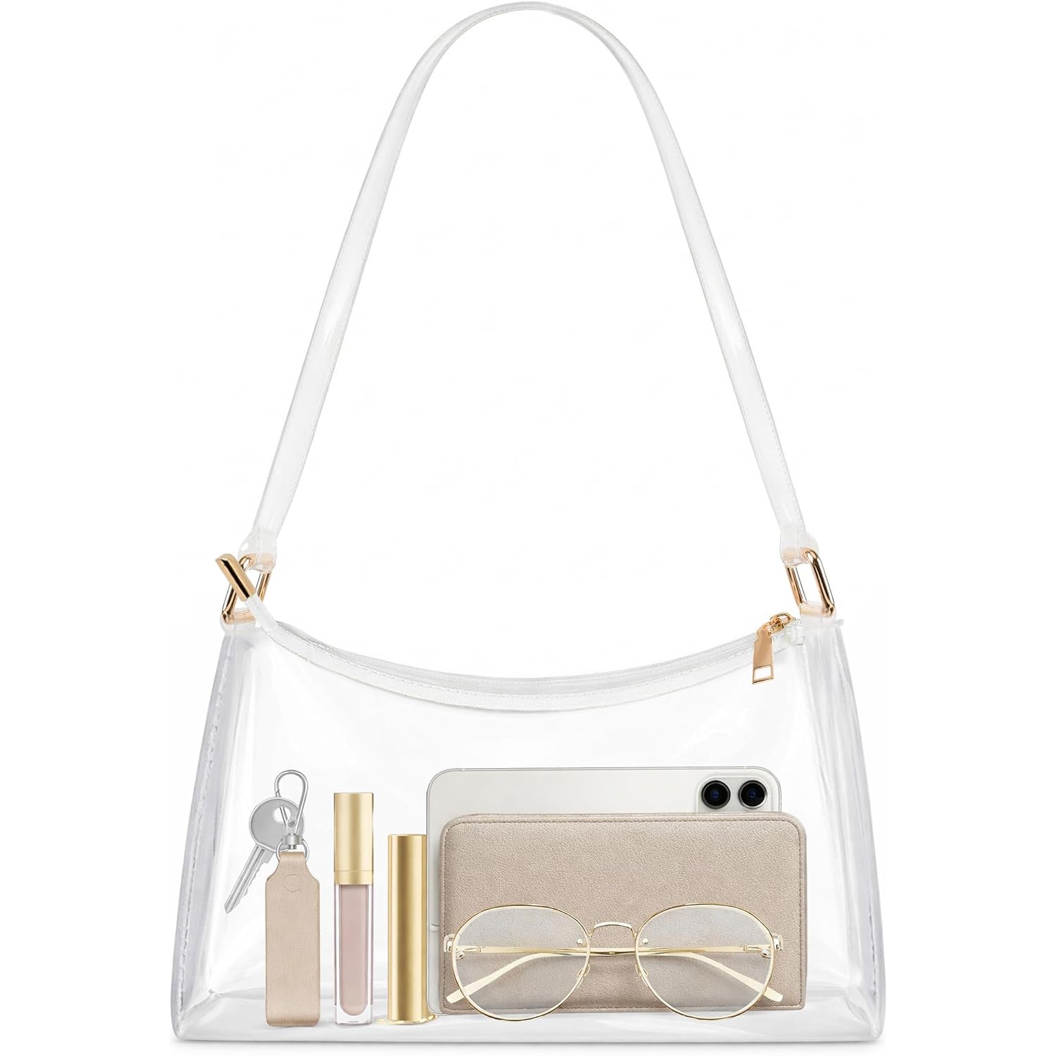 Bs-Vog Clear Purses For Women, Clear Shoulder Bag For Stadium Events, Small Stadium Hobo Handbag For Concert Outfits | Clear Purse