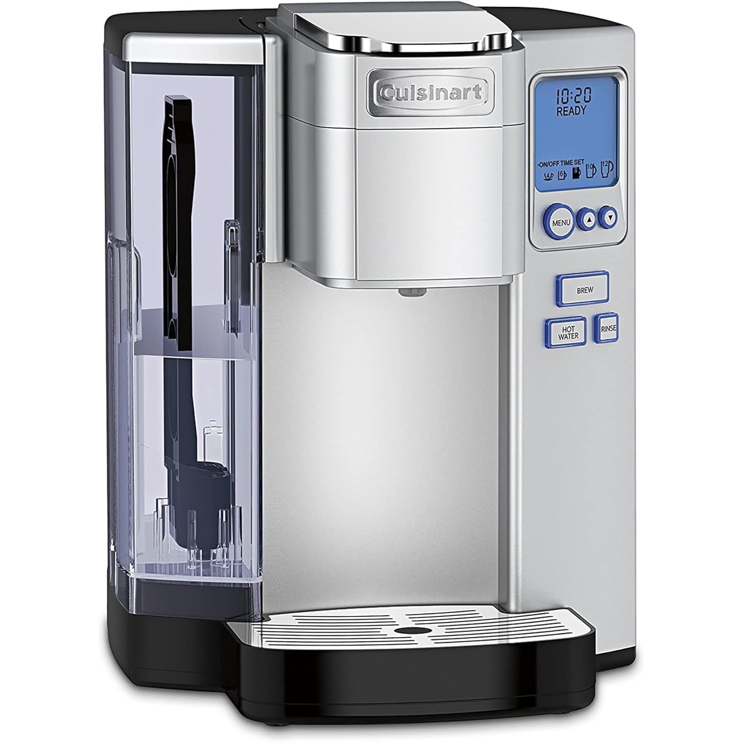 Cuisinart Coffee Maker, Single Serve 72-Ounce Reservoir Pod Coffee Machine, Programmable Brewing & Hot Water Dispenser, 3 Cup-Size Settings, Stainless Steel, SS-10P1, Silver