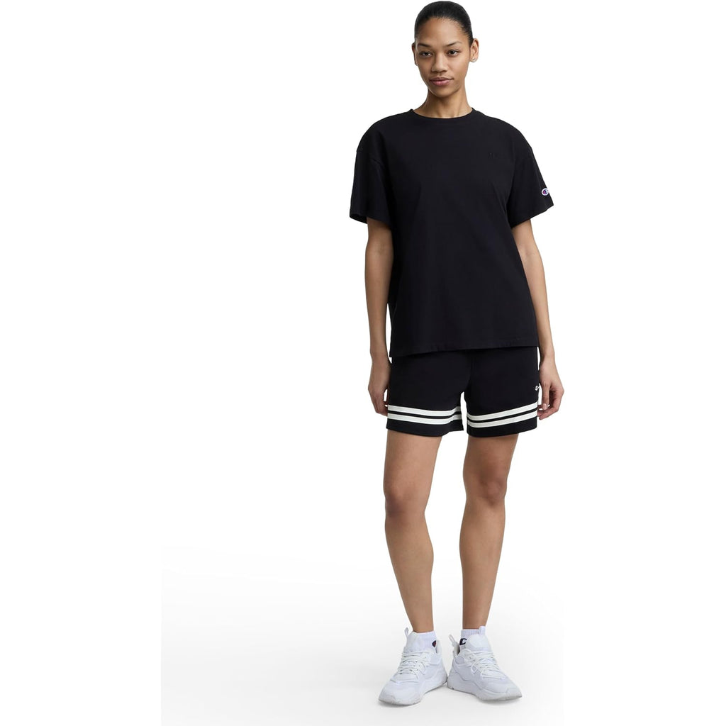 Champion Women's Classic Short Sleeve Graphic T-Shirt, Loose Fit, Script Logo Black - Tonal Script Logo