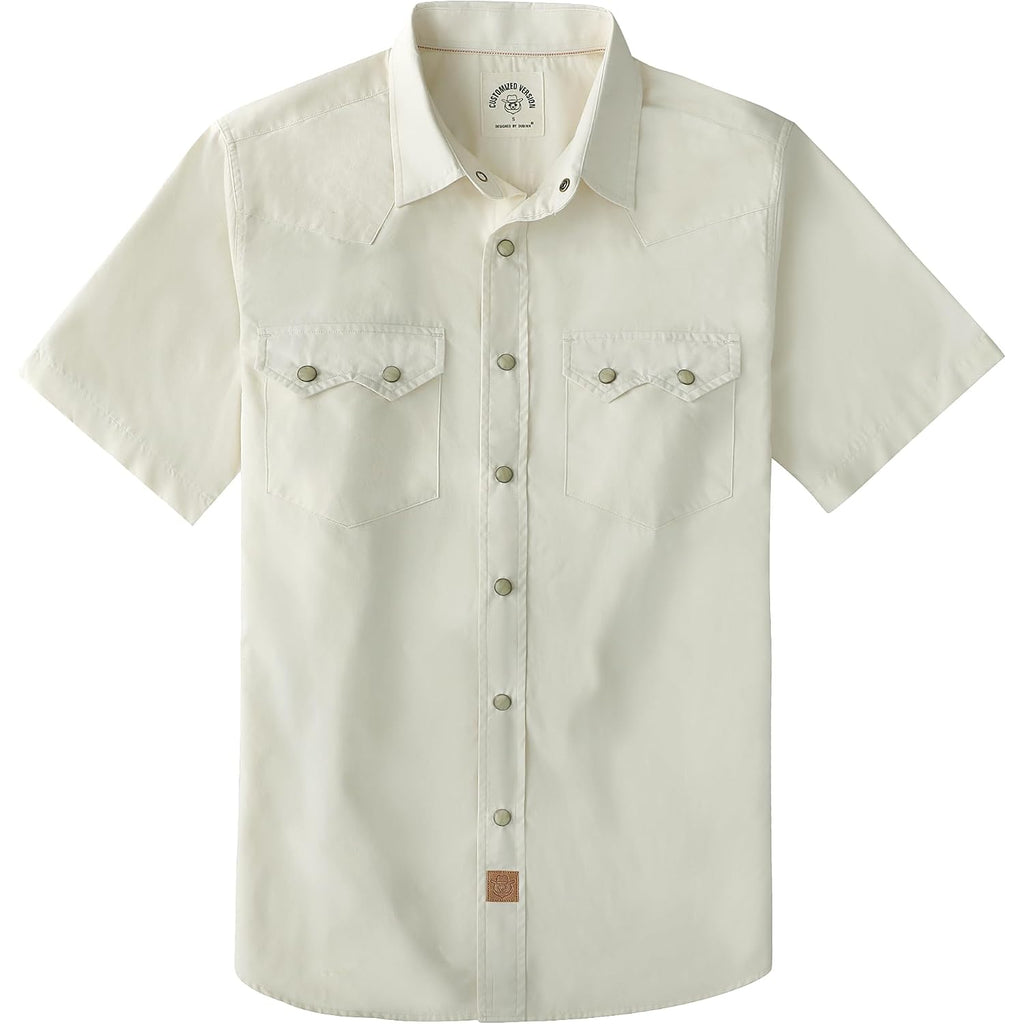 Dubinik® Pearl Snap Western Shirts For Men Short Sleeve Cowboy Men'S Casual Shirt With 2 Sawtooth Pocket Vintage