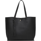 Dreubea Women'S Soft Faux Leather Tote Shoulder Bag From, Big Capacity Tassel Handbag