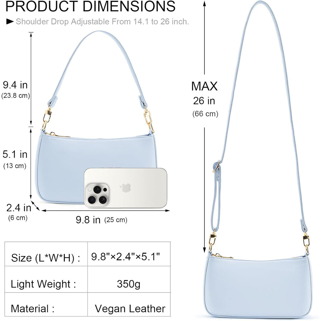 Shoulder Bag for Women Retro Vegan Leather Classic Clutch Tote HandBags Purses with Zipper Closure