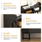 Shoe Cabinet with 2 Flip Drawers, Freestanding Hidden Shoe Storage Organizer for Entryway, Narrow Slim Shoe Rack Cabinet with Open Storage & Hooks for Front Door Entrance, Living Room, Hallway, Black