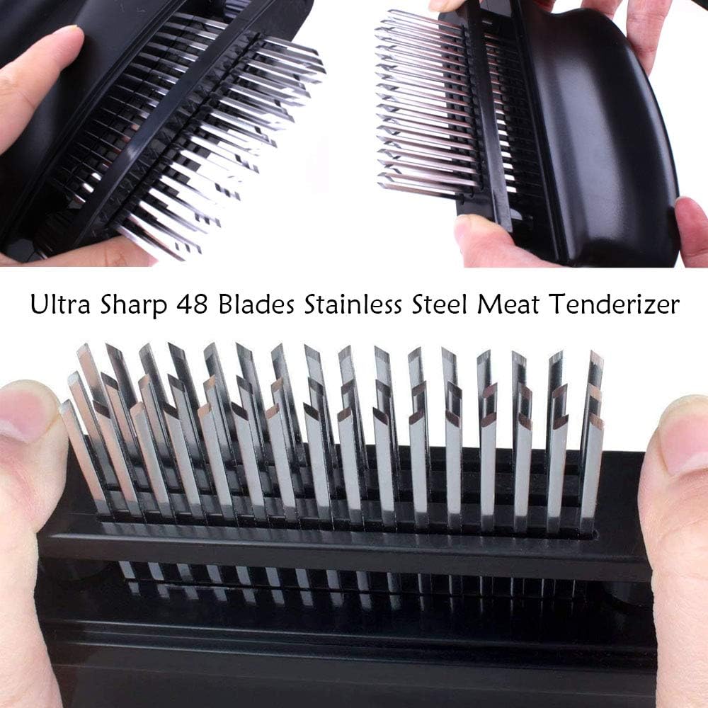 Meat Tenderizer With 48 Stainless Steel Ultra Sharp Needle Blades Heavy Duty Cooking Machine For Tenderizing Beef, Turkey, Chicken, Steak, Veal, Pork, Fish Etc