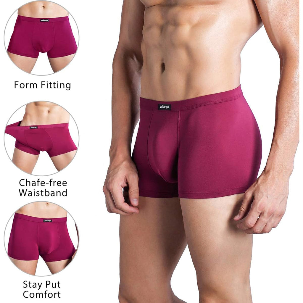 Wirarpa Men'S Breathable Modal Microfiber Trunks Underwear Covered Band Multipack