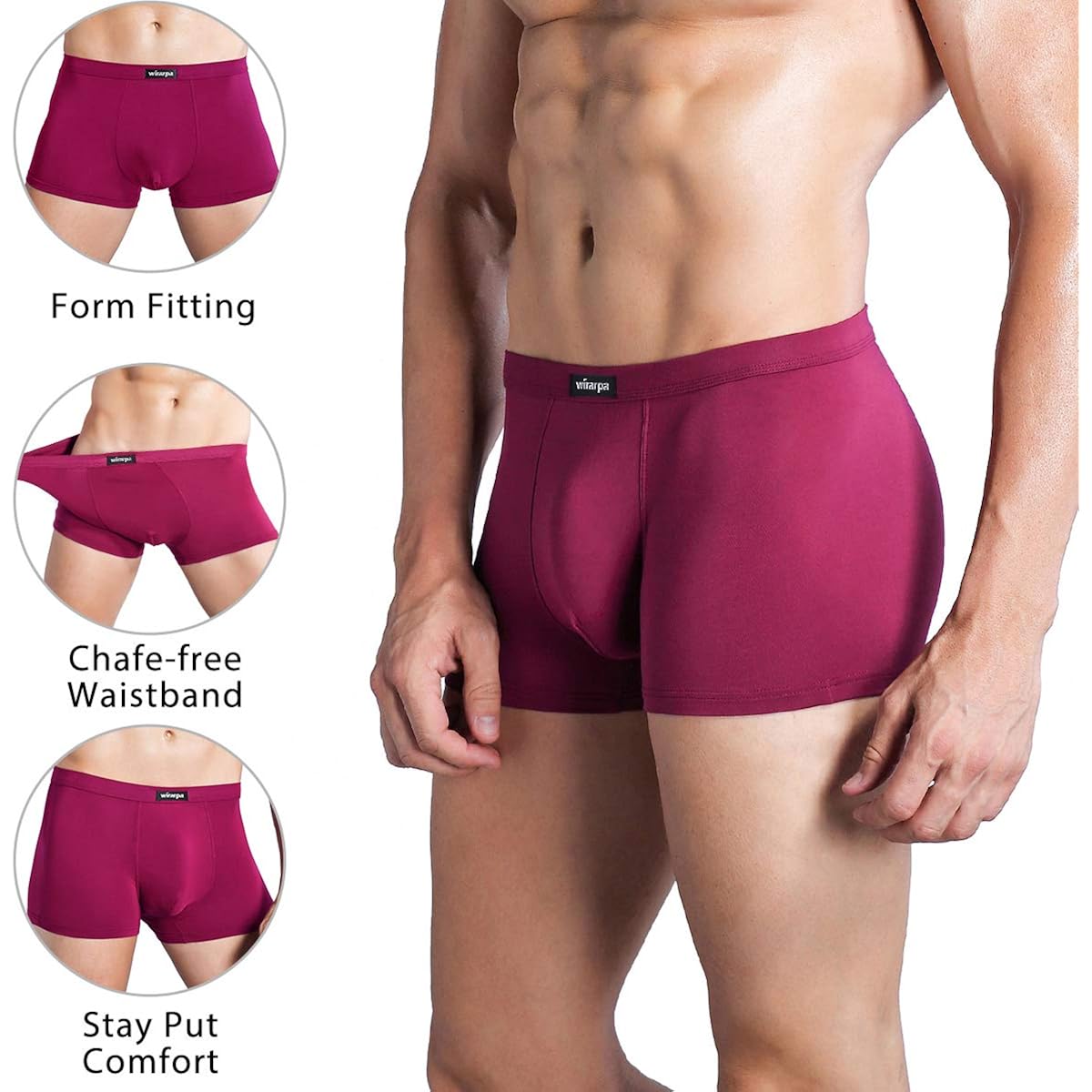 Wirarpa Men'S Breathable Modal Microfiber Trunks Underwear Covered Band Multipack