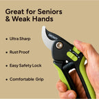 8.5" Professional Pruning Shears, Garden Clippers - Cuts 3X Easier Sharp Japanese Blade, Arthritis Friendly Garden Scissors For Seniors, Bonsai Cutters