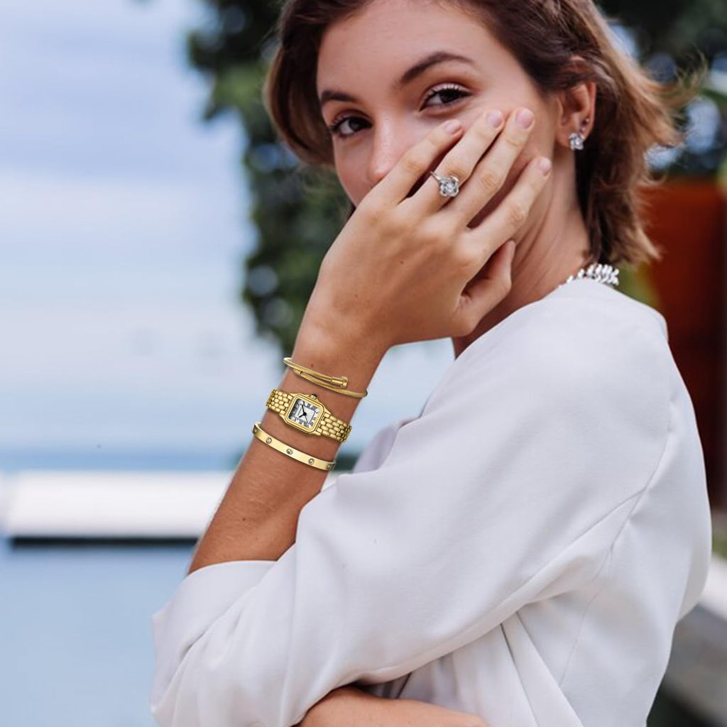 Cheetah Women’S Gold Bangle Watch And Bracelet Set