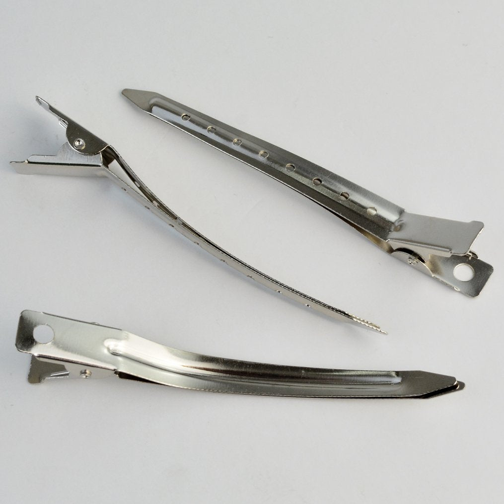 24 Packs Duck Bill Clips, Bantoye 3.5 Inches Rustproof Metal Alligator Curl Clips With Holes For Hair Styling, Hair Coloring, Silver