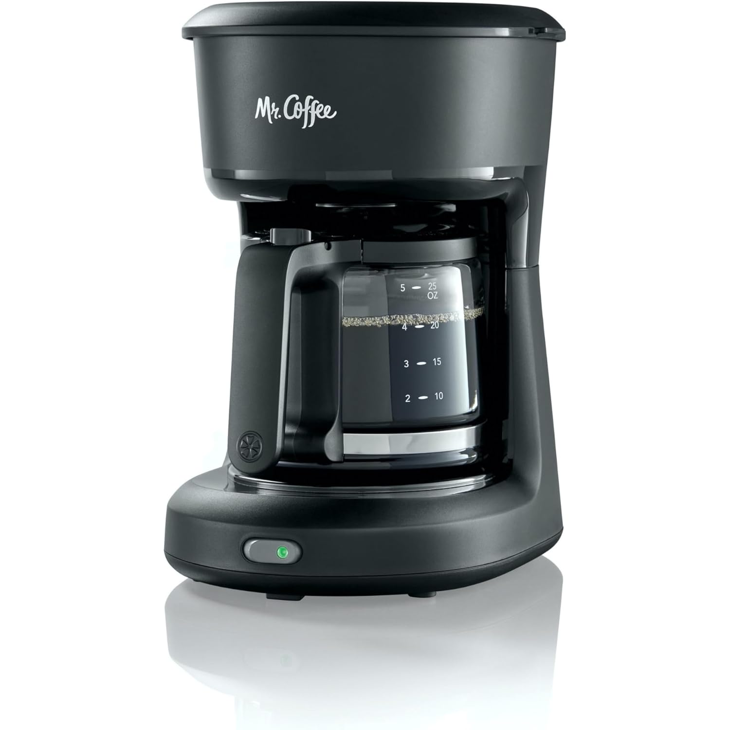 Mr. Coffee Mini Brew 5-Cup Coffee Maker with Auto-Pause & Ergonomic Carafe, Brews up to 25oz of Coffee, Perfect for Home & Office Use, Black