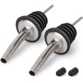 2Pcs Stainless Steel Pourers, Baltre Speed Liquor Bottle Pourer, Olive Oil And Vinegar Tapered Stopper Spout, Suitable For About 3/4" Bottle Mouth, Olive Oil Spout With Sealed Dust Caps