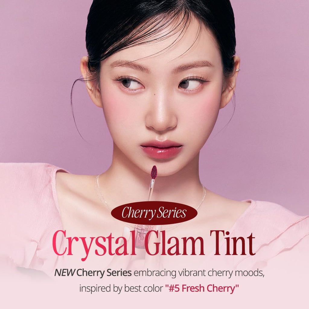 CLIO Crystal Glam Tint, Glossy Lip Tint with Glass-Like Shine, Lightweight Buildable Lip Stain, Long-Lasting Color, Non-Sticky, Rose Extract, Korean Lip Tint (26 MAUVE CHERRY)