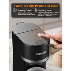 Single Serve Coffee Maker for K-Cup and Grounds, Fast Brew, 6-12 oz Brew Sizes Single Cup Coffee Maker Fits 5.5" Mugs, One-Button Small Coffee Maker, Descaling Reminder,Black,9.45 Inches