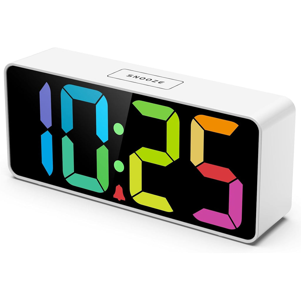 Welgo 7.5 Inches Large Dimmable Digital Alarm Clock For Seniors & Kids | 0-100% Dimmable Display, Usb Charging Port, Adjustable Volume, Easy Snooze, Outlet-Powered For Bedrooms