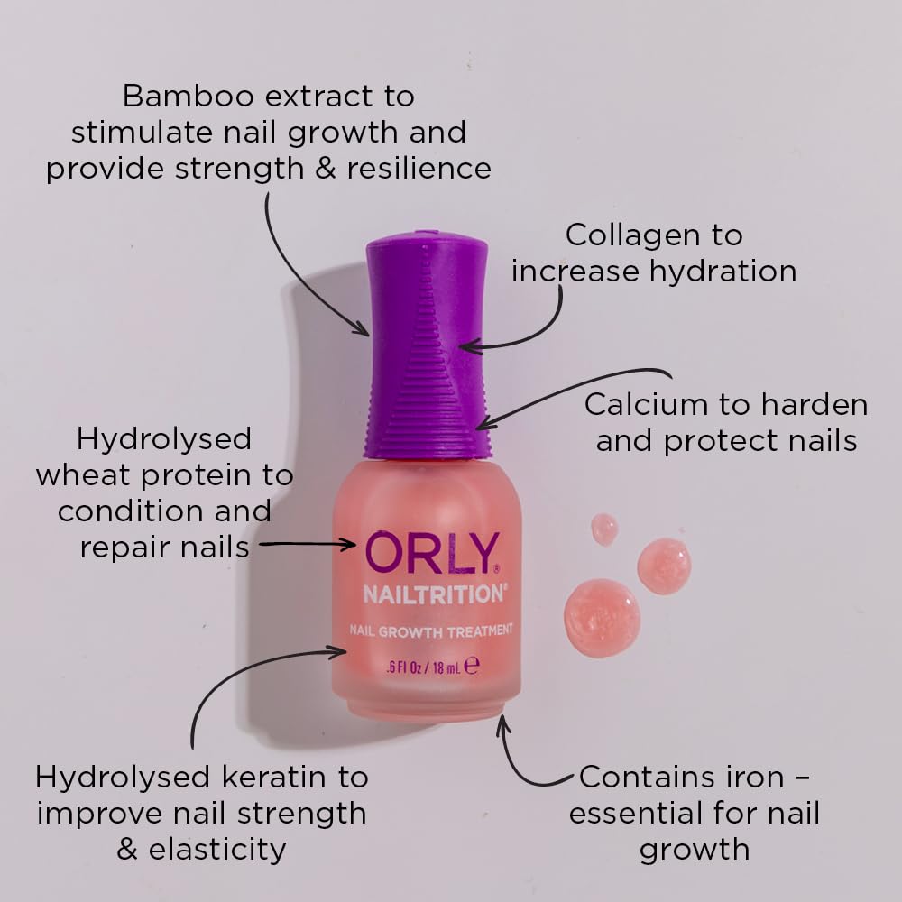 ORLY Nailtrition Nail Growth Treatment | Enhances Growth | Repairs Weak Nails | Improves Nail Health By Reducing Splits, Chips, Cracks (0.6fl oz)