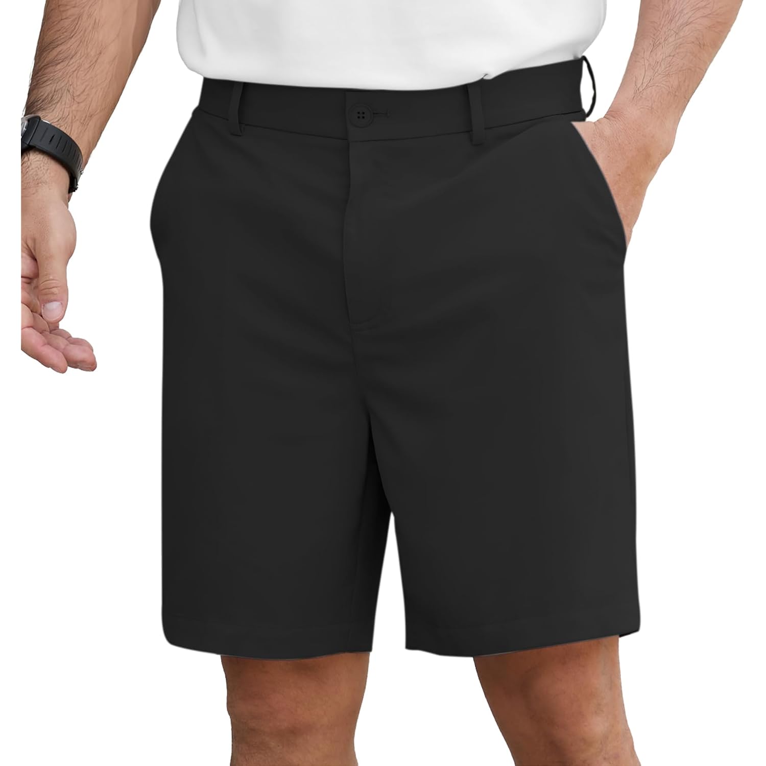 Nitagut Men'S Lightweight Casual Shorts 7" Golf Summer Shorts Breathable Stretch Work Flat Front Shorts With Multi-Pocket