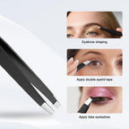 4-Piece Professional Tweezers Set, Tweezers for Eyebrows, Facial Hair, Splinter & Ingrown Hair Removal, Precision Tip with Travel Bag,Gift for Women Men