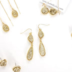 Simulated Druzy Dangle Earrings for Women - Gold, Silver, or Rose Gold Tone Boho Earrings for Women