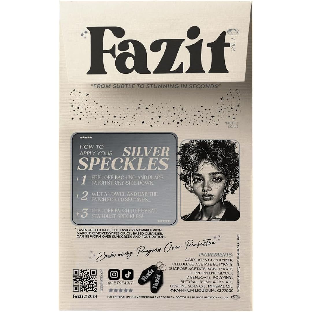 Fazit Makeup Patches - Silver Speckles - Glow Up Make-Up Patches - Cute Glitter Makeup Accessories for Women - Cosmetic Glitter for Face