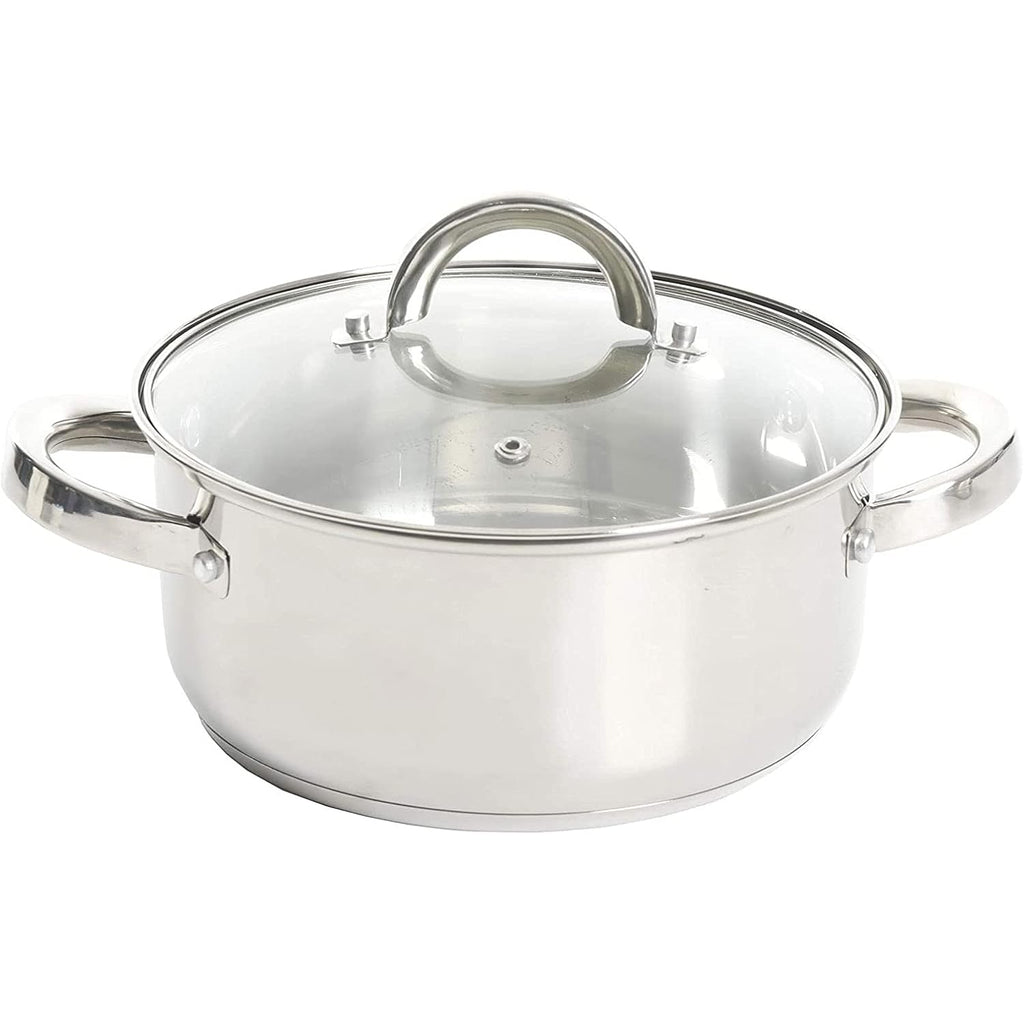 Oster Dutch Oven with Steamer Basket 3-Quart - Sangerfield Stainless Steel, Stovetop Steamer for Vegetables, Rice & Tamales, Dishwasher Safe