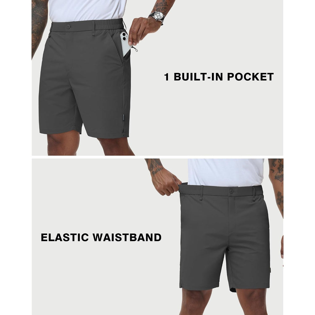 Ntrlv Men'S Golf Dress Shorts 7 Inch Casual Work Shorts For Men Lightweight Stretch Quick Dry With Muilt Pockets