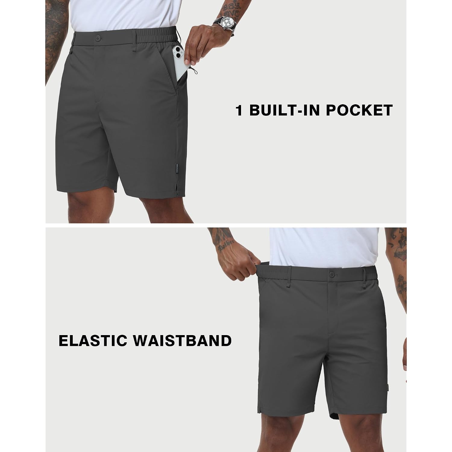 Ntrlv Men'S Golf Dress Shorts 7 Inch Casual Work Shorts For Men Lightweight Stretch Quick Dry With Muilt Pockets