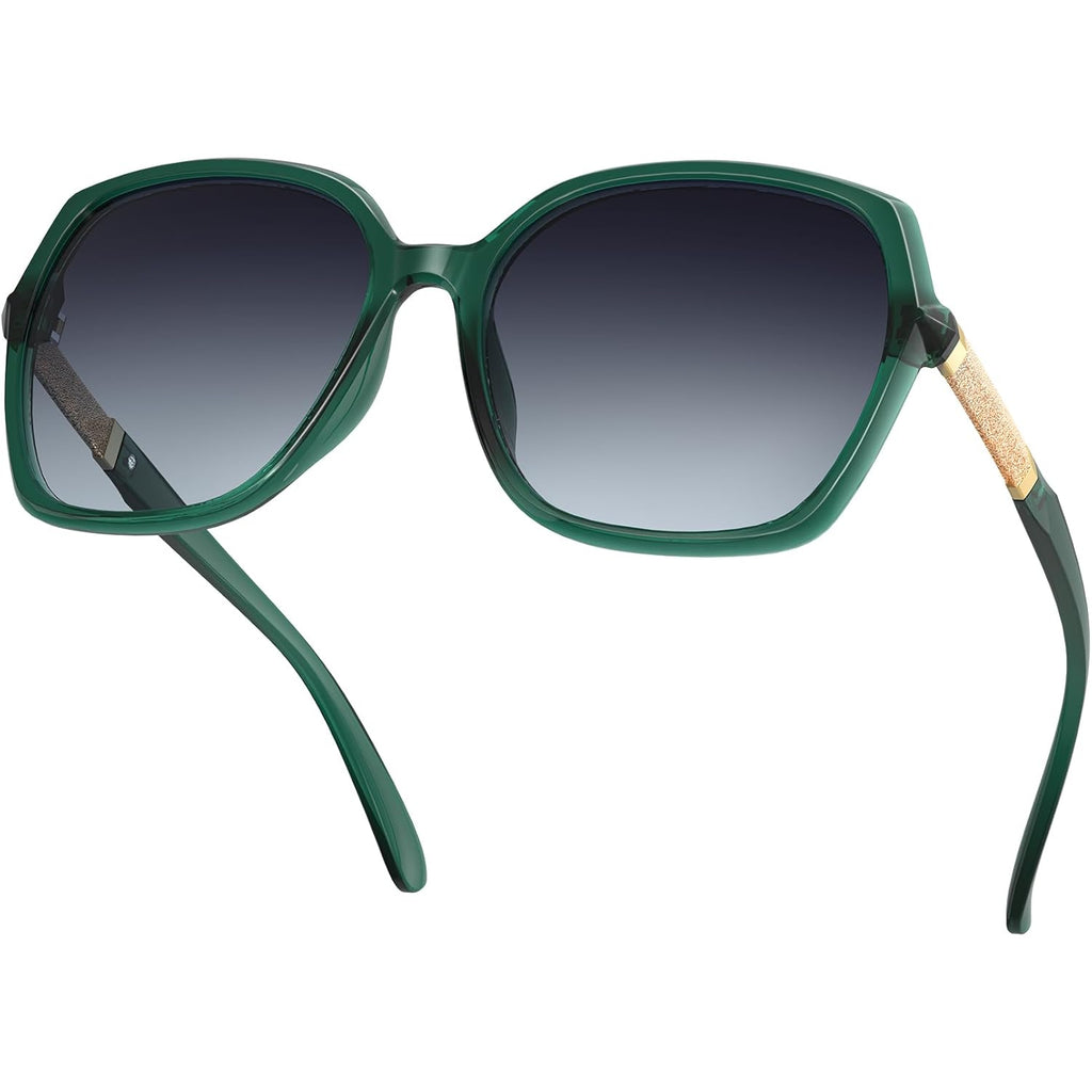 KALIYADI Classic Polarized Sunglasses for Women Trendy Square Ladies Sun Glasses Shades Sparkling Frame UV400 Protection