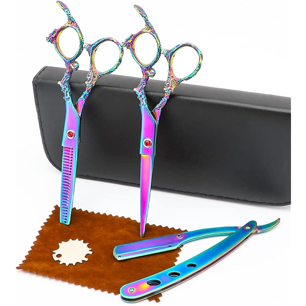 Professional Hair Cutting Scissors Sets Multifunctional Thinning Scissors Straight Shears Tools Stainless Steel Salon Barber Hairdressing Scissors For Men Women Home Use