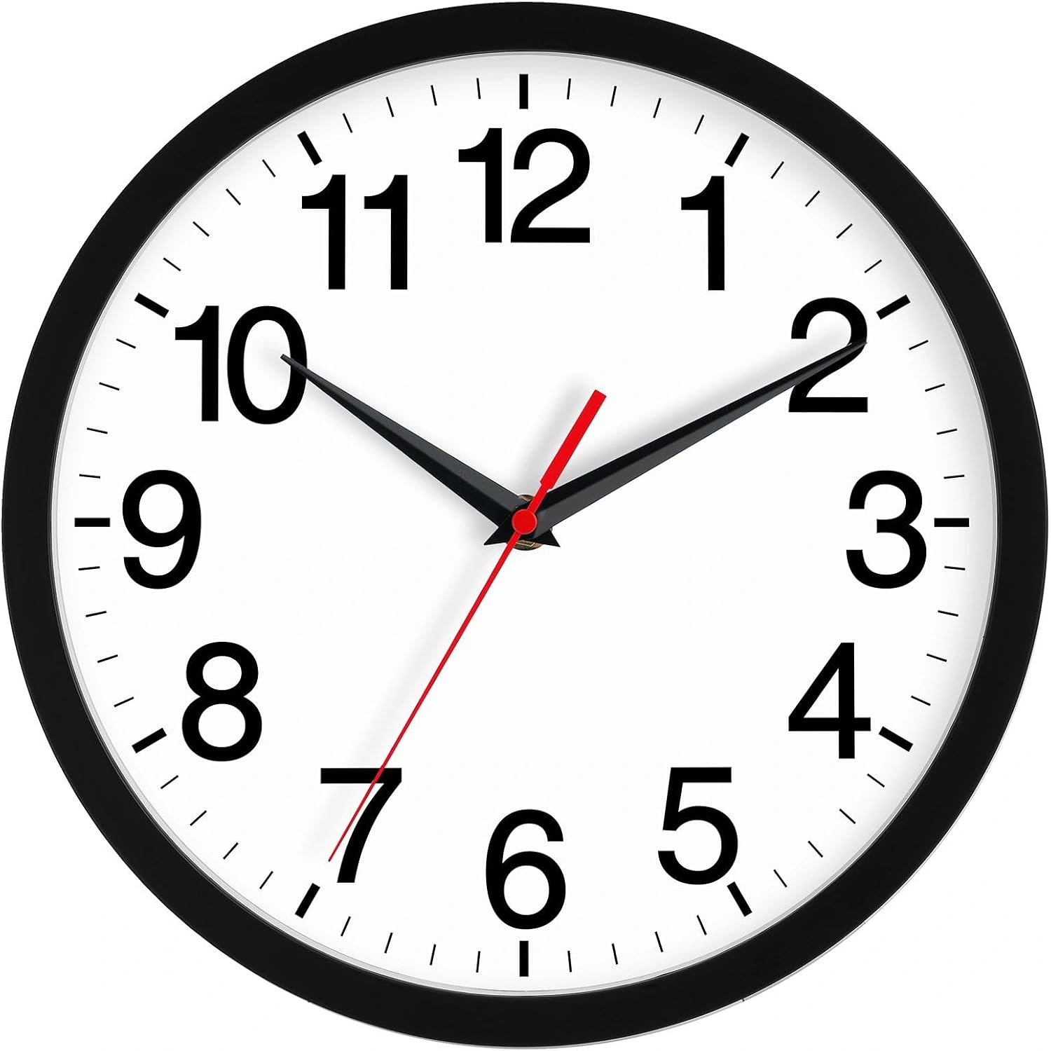 14 Inch Wall Clock Modern Battery Operated Silent Non Ticking Large Analog Clock For Living Room Office Home Bedroom Kitchen Bathroom(Black)