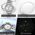 OLEVS Watches Women with Date Silver Stainless Steel Luxury Ladies Watches with Small Writs Diamond Watches for Women Waterproof Elegant Dress Quartz Analog Women's Wrist Watches Reloj de Mujer
