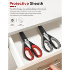 Ibayam Kitchen Scissors Shears All Purpose Heavy Duty, Protective Sheath | 2-Pack, Ultra-Sharp Stainless Blades, Soft Comfort-Grip, Dishwasher Safe, Cutting Food Cooking Meat Poultry Kitchen Utensils