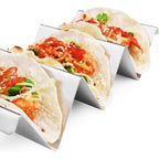 Taco Holders 4 Packs - Stainless Steel Taco Stand Rack Tray Style, Oven Safe for Baking, Dishwasher and Grill Safe