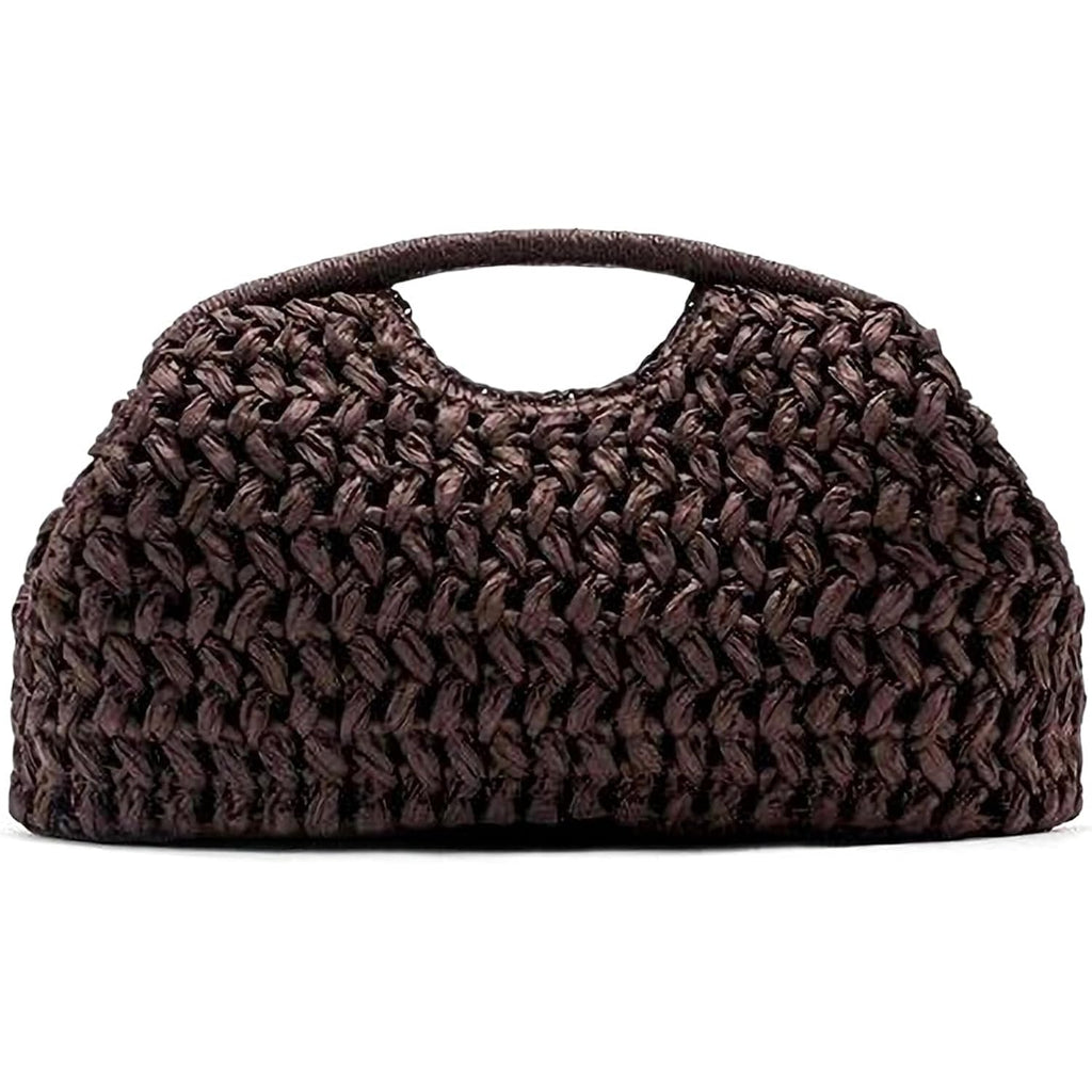 Large Straw Dumpling Clutch Purse For Women,Summer Vacation Beach Hobo Bag,Woven Evening Top Hanlde Handbags