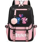 Stitch School Backpack Cute Daypack Rainbow Bookbag Pink Schoolbag Kid Backpack For Gifts (Stitch-2)
