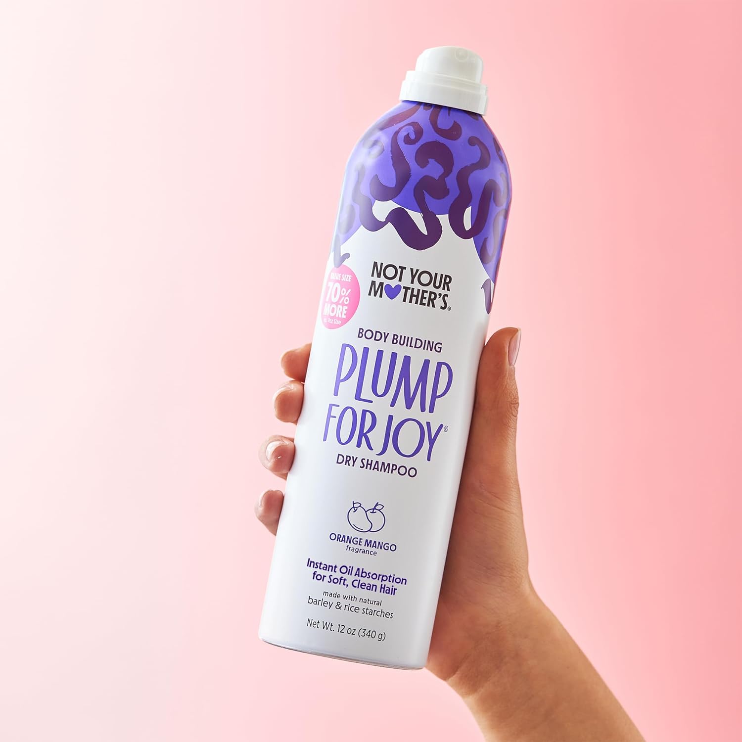 Not Your Mother's Value Size Plump for Joy Jumbo Dry Shampoo (2-Pack) - 12 oz Each - 70% More to Absorb Oil and Build Body - Orange Mango - For All Hair Types