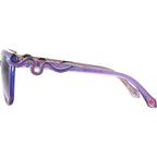 Betsey Johnson Women's Serpentine Cat Eye Sunglasses Purple Crystal With Oil Slick Snakes
