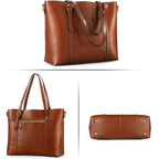 Kattee Genuine Leather Women Tote Bag Soft Handbags Vintage Shoulder Purses Fashion Top Handle Bag Large Capacity