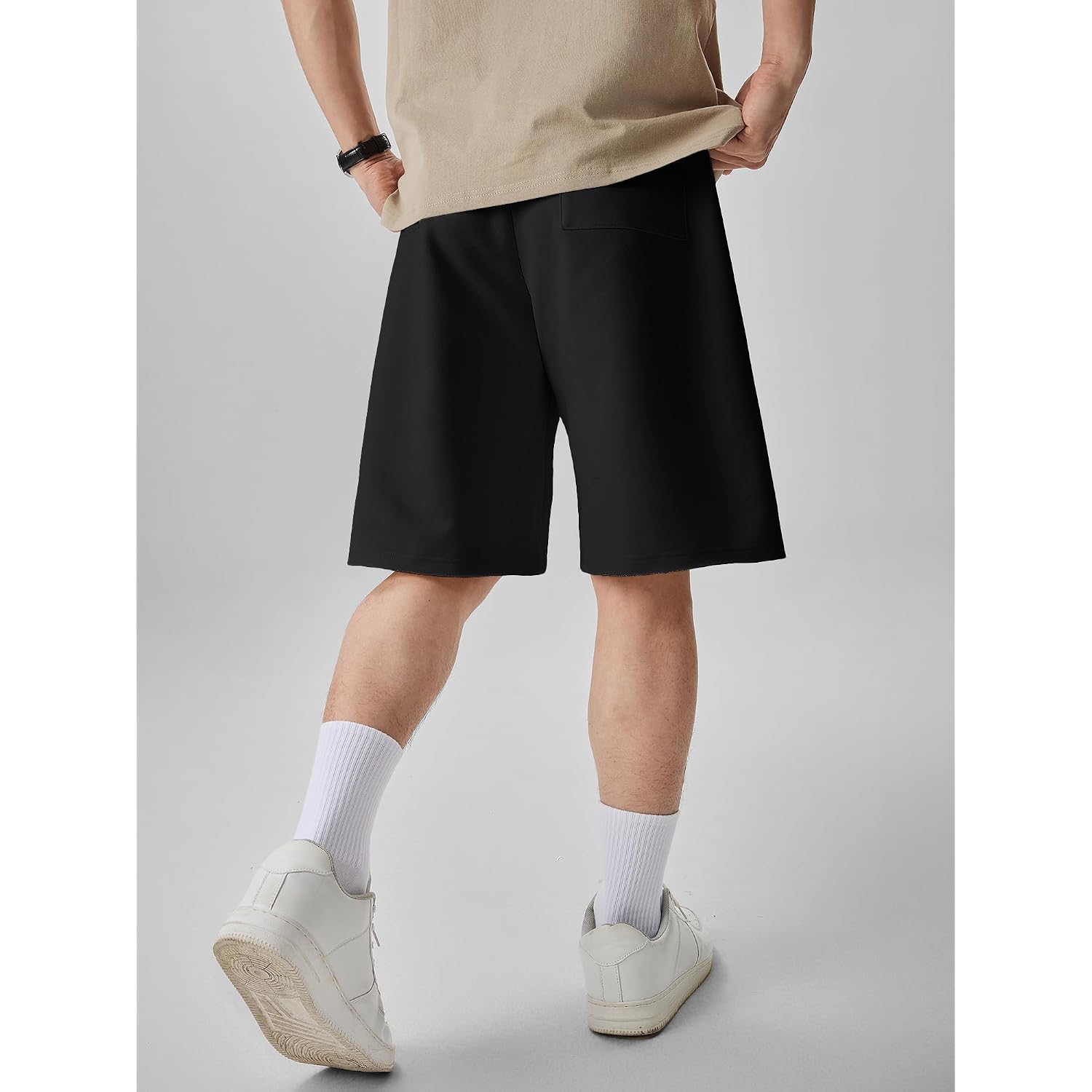 Jmierr Men'S Baggy Shorts Casual Drawstring Knee Length Baggy Sweat Shorts Loose-Fit Y2K Raw Hem Workout Shorts