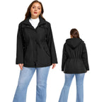 Saphirose Women'S Plus Size Rain Jacket Waterproof Rain Coat | Raincoat, Windbreaker, Lightweight, With Hood, Lining, Drawstring Waist, Snap Pockets, Daily Wear, Hiking, Outdoor, Travel