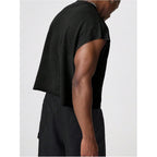 Gorglitter Men'S Dolman Sleeve Crop Vest Top T Shirts Crewneck Loose Pullover Tank Tops