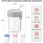 4 Pack Overnight Oats Containers With Lids And Spoons - Drkio 16 Oz Glass Mason Jars For Overnight Oats Leak Proof Oatmeal Container Great For Cereal Fruit Vegetable Milk Salad Yogurt Meal Prep