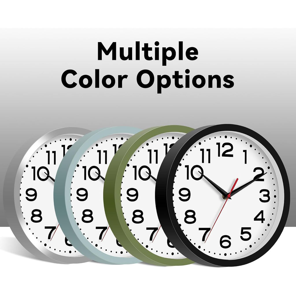 Roymnie Wall Clock Silent Non-Ticking Modern Clock Battery Operated 8 Inch Small Classic Analog Decorative For Classroom, Living Room, Office, Bedroom, School, Hotel (Black)